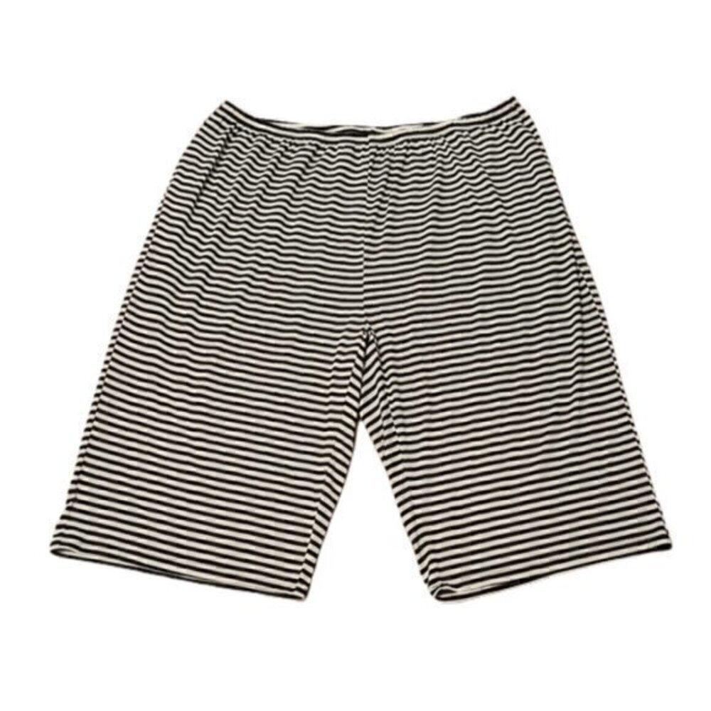 [In'Voland] Black and White Striped Stretch Pull Up Capris - Size 24W